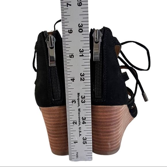 New Franco Sarto Size 6 Black Lace Up Wedge Sandals - Picture 5 of 6